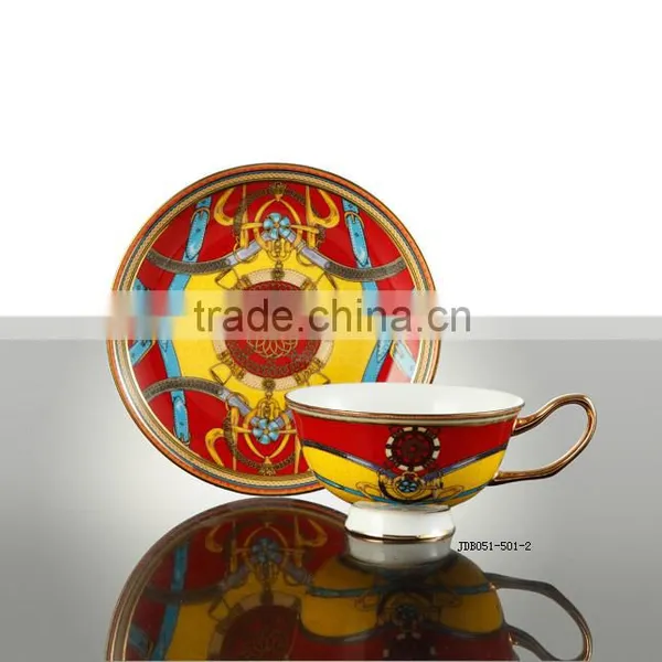 Pretty Design Floral Pattern Bone China Wholesale Coffee Tea Cup And Saucer Set photo-2