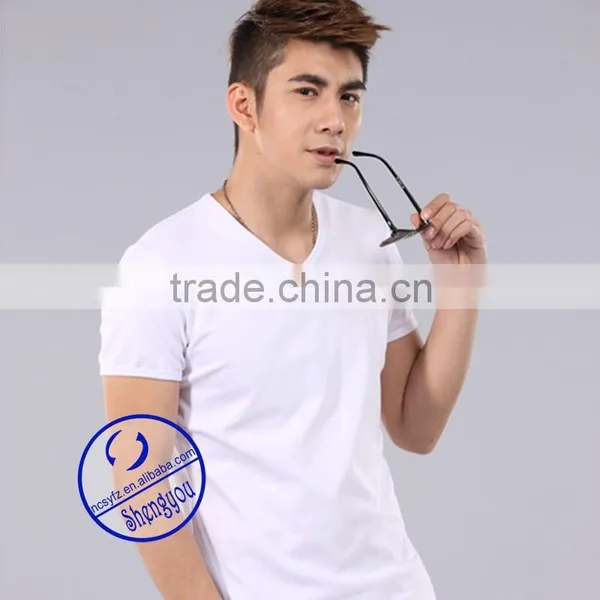 Custom 2015 Cheap Mens Blank V-neck t Shirt Wholesale China photo-3