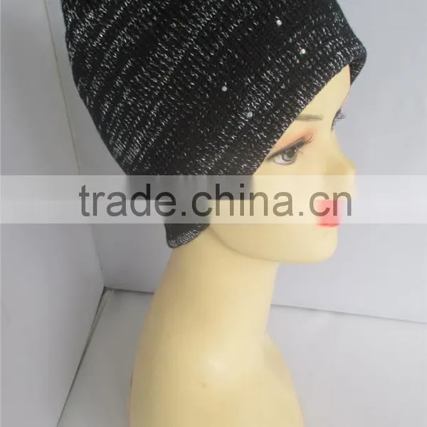 Crystal Decoration Soft Acrylic Custom Design cc Beanie Wholesale photo-6