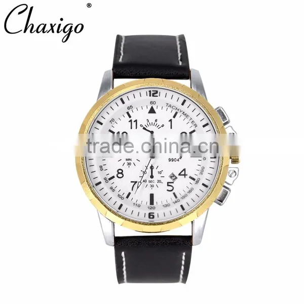 3 Eyes OEM Custom Brand Fashion Watch Alloy Leather Band Watches for Men Chronograph Watch photo-2