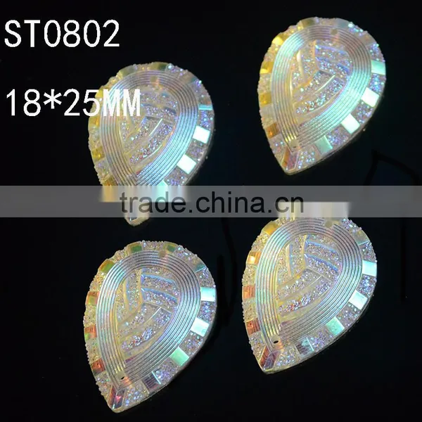 18*25 mm Sew On Rhinestone , Pear Shape Flatback Gemstone Cabochon ,Earring Pendent Baeds photo-3