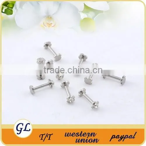 Wholesale Body Piercing Jewelry Double Jeweled Flower Labret Studs photo-5