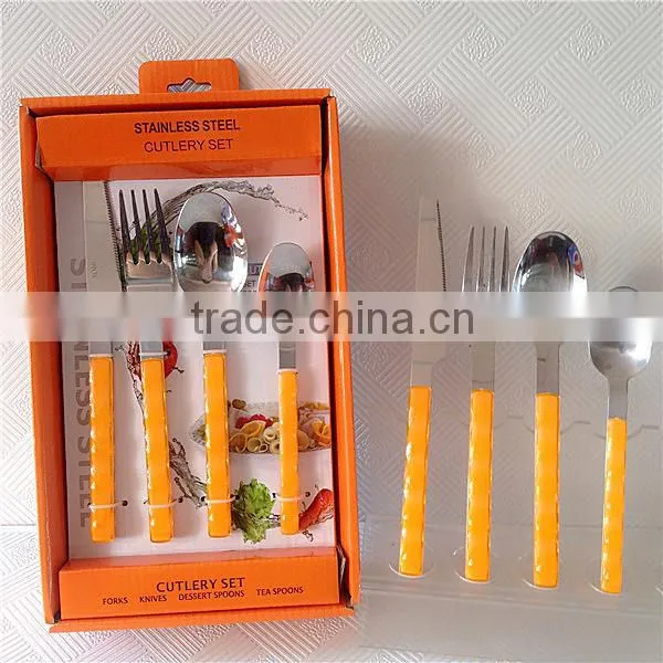 Twin Color Whole Stainless Steel With Plastic Handle Cutlery