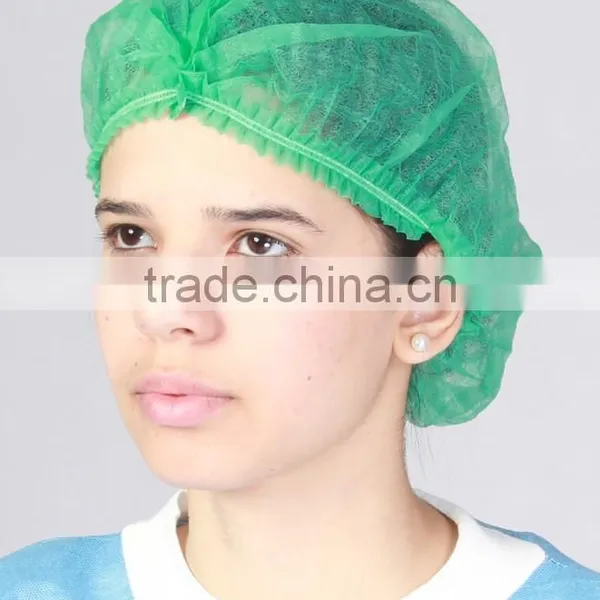 100 Pcs Disposable Head Cover Mob Cap Hat Hair Net Non Woven Anti Dust White photo-2