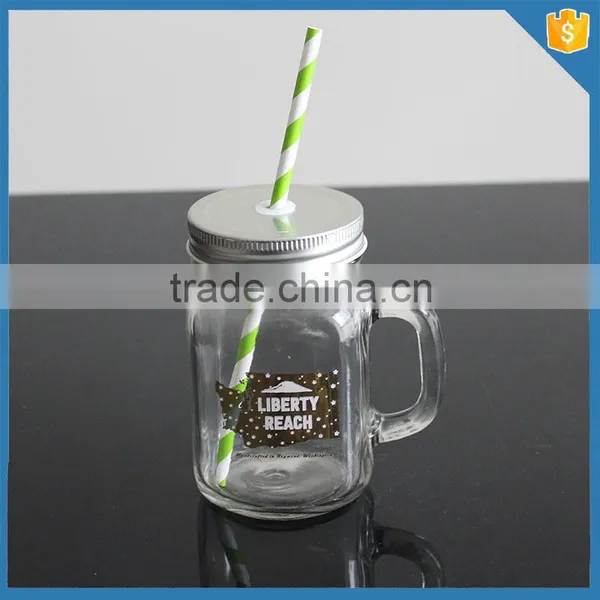 12 oz Square Glass Jar Glass Mason Jar With Lid and Handle photo-3