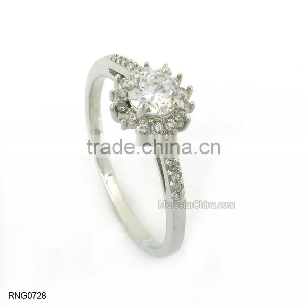 Simple Fashion Engagement Wedding Antique Copper Ring Plated White Gold photo-3