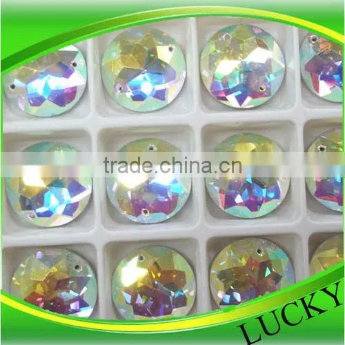 Hot Seller Wholesale 18 mm Sew-on Crystal Round Shape Crystal ab l
