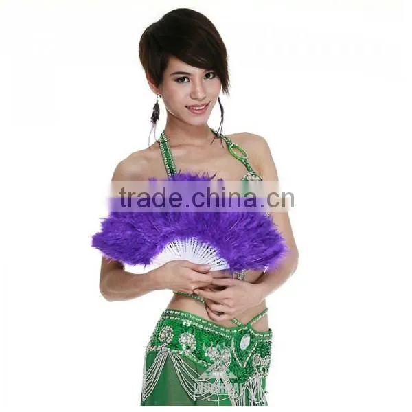 Belly Dance Accessories, Black Belly Dance Turkey Feather Fan for Belly Dancer DJ1029 photo-2
