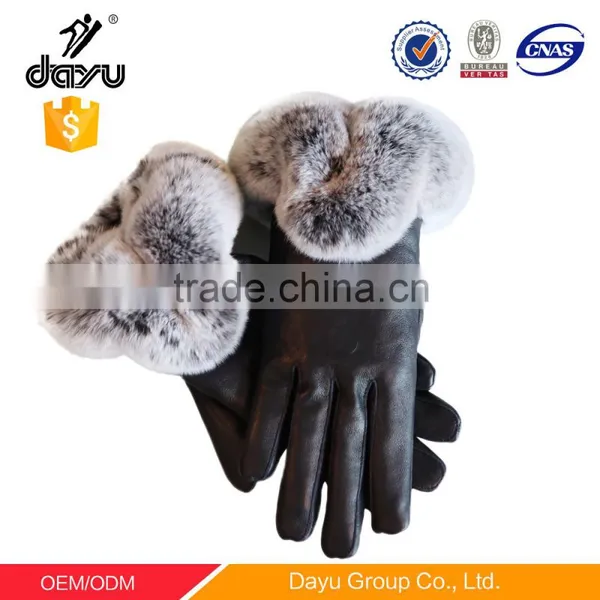 High Quality Fur Leather Hand Gloves Wrist Length Hand Gloves