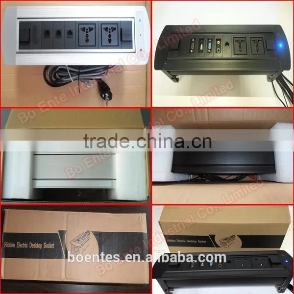 Manual Flip Up Desktop Socket With 4 Power Plug for Conference Table photo-6