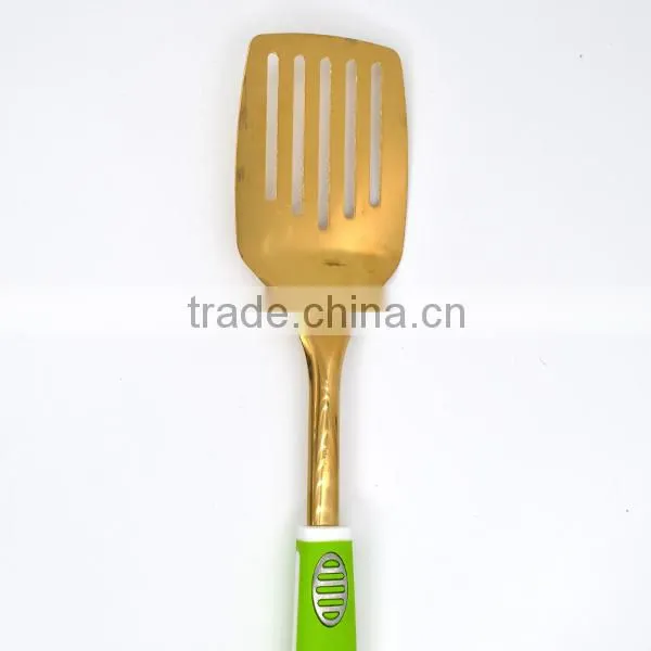 Nice Appearance China Manufacturer Gold Plating Stainless Steel Frying Slotted Turner photo-3