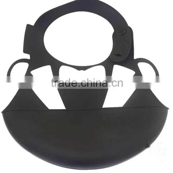 Soft Waterproof Feeding Baby Bibs Silicone With Food Catcher Pocket in Stock photo-4