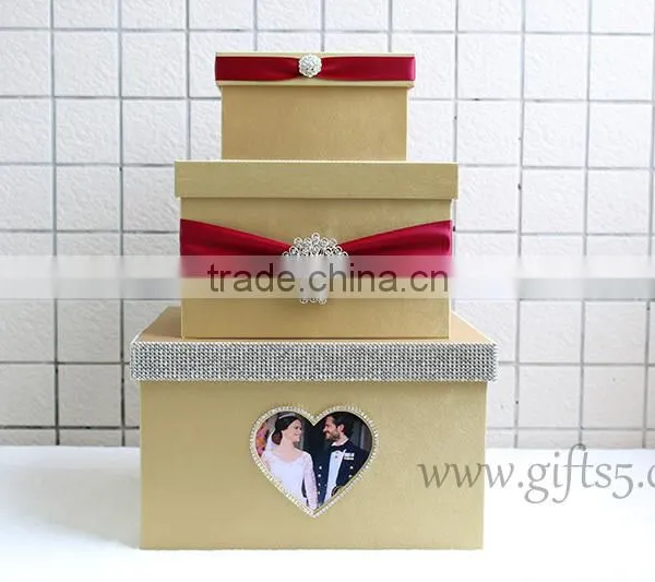 Excellent Gold Wedding Keepsake Box Large Wedding Card Boxes in Handmade photo-2