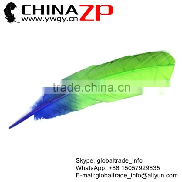 ZPDECOR Natural Feather Dyed Blue Green Ombre Bicolourable Turkey Feathers for Party Decoration photo-5