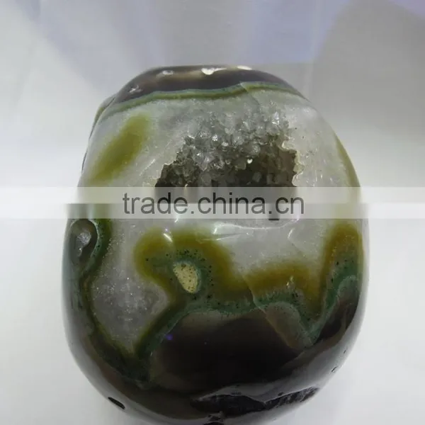 100% Natural Tiger Eye Crystal Skull Carving Crystal Healing Crystal Stone Skull With Geode Good for Collection photo-5