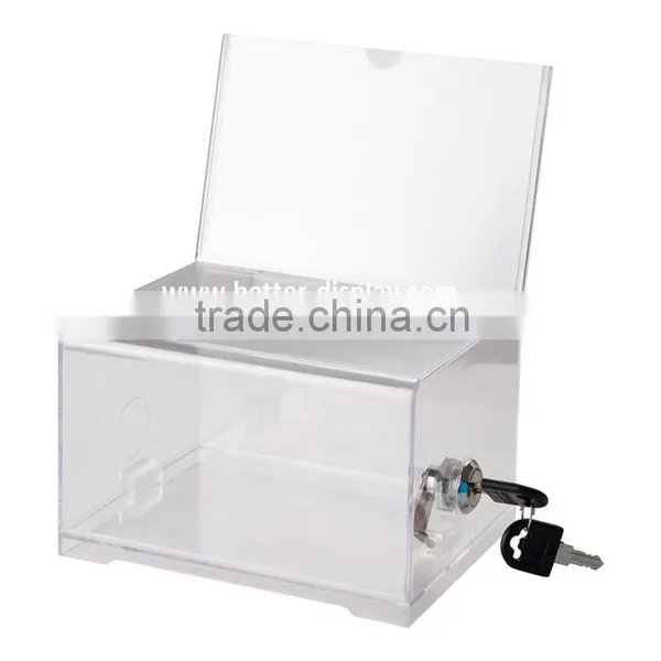 Standing Floor Lucite Charity Fundraising Collecting Box With Brochure Holder photo-3