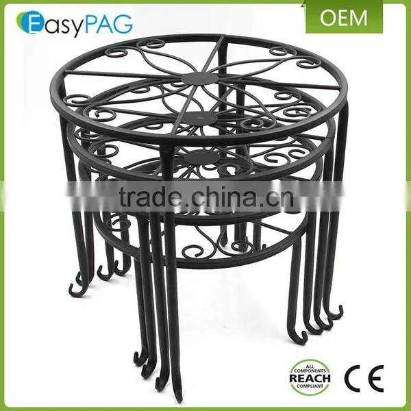 Best Selling Balcony Floor Standing Black Iron Metal Flower Pot Rack photo-6