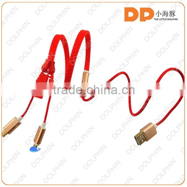 OEM Logo and Package Sync and Charging Zipper Usb Cable Metal Shell 2 in 1 Usb Charger Cable photo-3