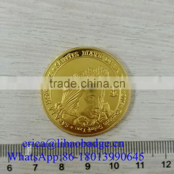 Gold Plating Embossed Double Side Custom Metal Coin photo-2