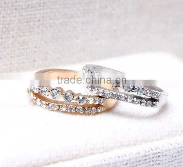 Double Coulour All Crystal Alloy Little Finger Rings photo-2