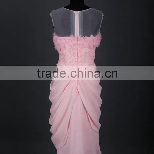 RSE677 Chiffon Design Peach Color Sexy Smart Evening Dresses Short photo-3