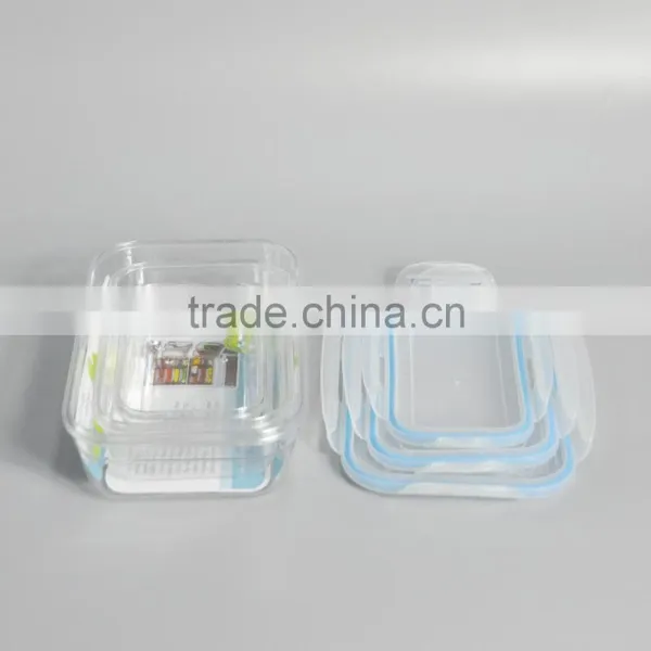 3 Pieces Plastic Lunch Box Rectangular Food Container With Lid photo-3