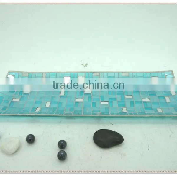 Hotel Decoration Blue Shimmering Mirrored Mosaic Fresh Art Deco Vase photo-3
