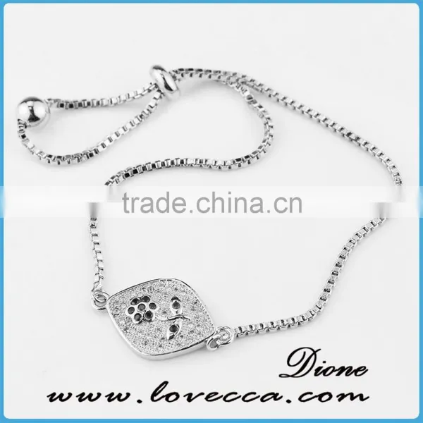 24K Gold Platinum Plated Curb Crystal Micro Pave CZ Gold Chain Bracelet for Girls photo-3