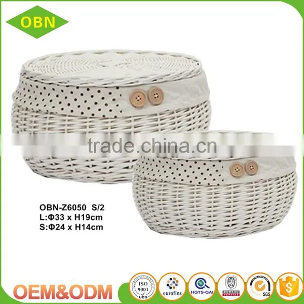 China Wholesale Customized Handmade 100% Natural Antique Wicker Egg Basket With Fabric Cover photo-5