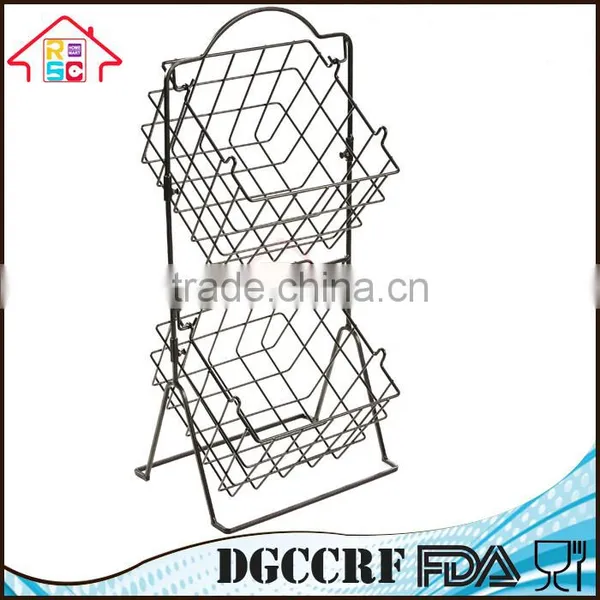 Wire Storage Rack 2 Tier Kitchen Fruit Vegetable Basket Organizer Stand photo-2