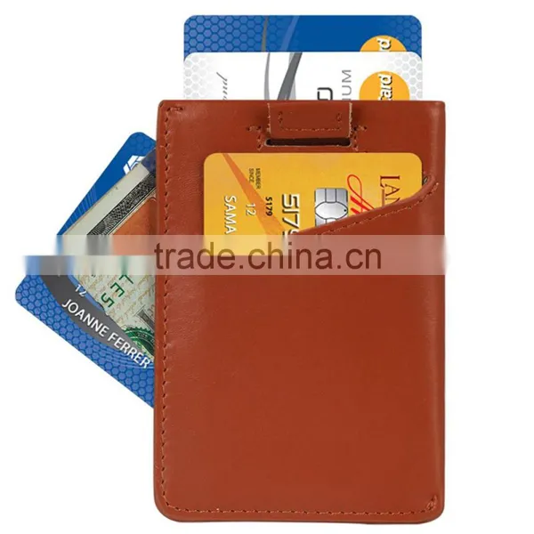 Mens Pull Tab Sleeves Wallet Slim Leather RFID Blocking Card Holder photo-5