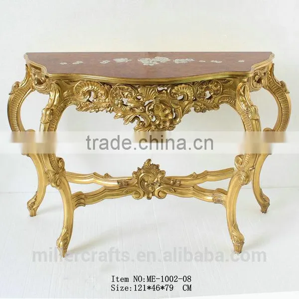 Rococo Style Furniture Living Room Antique Gold Console Table photo-6