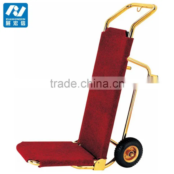 201 Stainless Steel Titanium Gold Powder Coated Hotel Luggage Cart photo-5