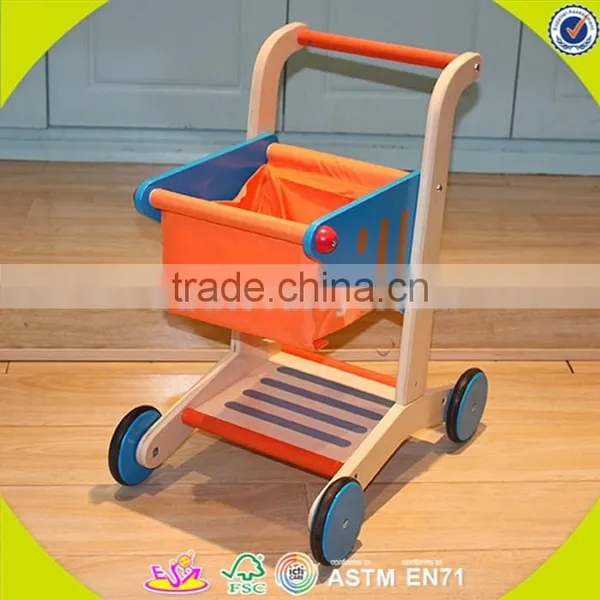 Wholesale Cheap Children Wooden Push Toy Shopping Cart Funny Kids Wooden Toy Shopping Cart W16E016-S photo-2