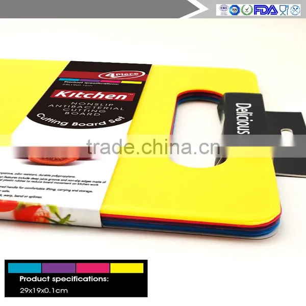 Manufacturer of High Quality Ultra-thin 4 Color Plastic Cutting Board 4 Sets photo-2