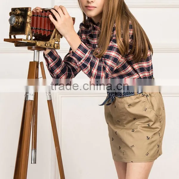 New Design Spring Middle Classic School Uniform Plaid Shirt photo-4