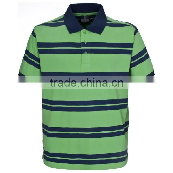 Men's Fashion High Quality Cotton Pique Stripe Polo Shirt photo-4