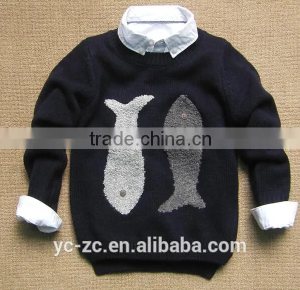 Custom Graphic Pullover Children's Sweaters With Collar
