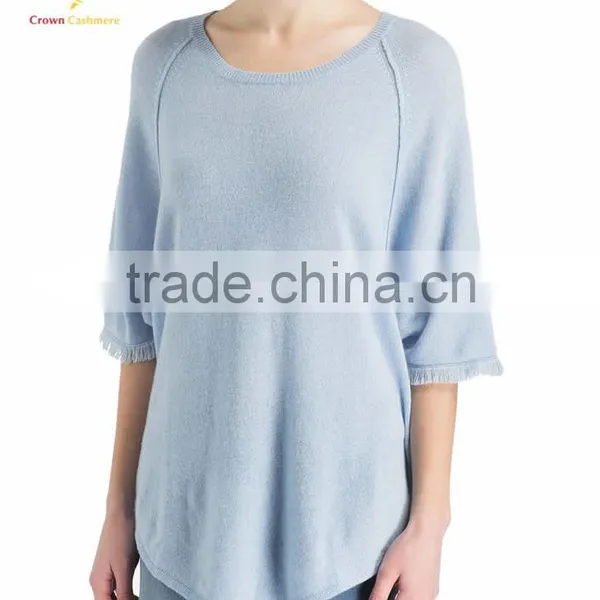 100% Cashmere Knitted Sweater Women Fashion Poncho photo-2