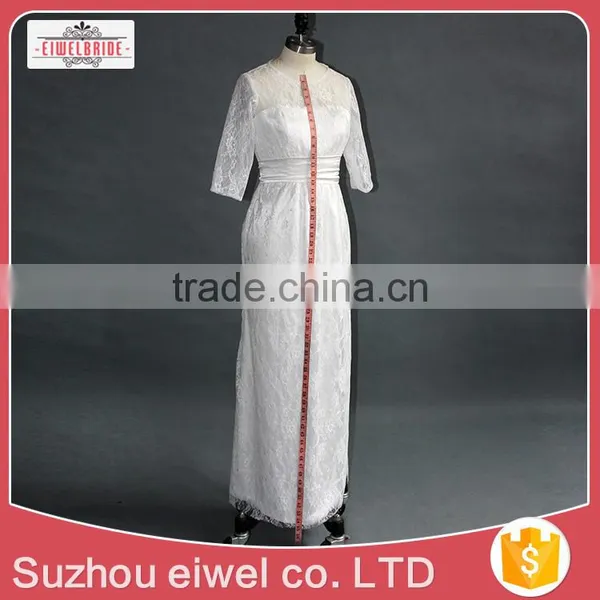 2017 Short Sleeve Sheath/Column New Wedding Dress Lace Appliques photo-3