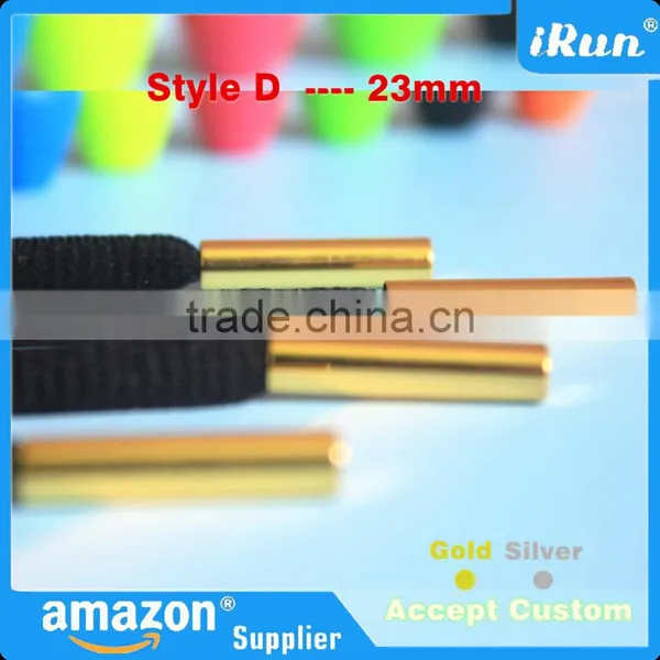 Gold/Silver 23mm Shoelaces Laces Cylindrical Aglets For Mids & Lows Trainers - Metal Aglets Shoe Laces Tips Replacement photo-2