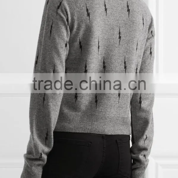 2017 Fashion Ladies Wholesale Custom Knit Shrug Cashmere Cardigan Sweater Woman Crew Neck photo-3