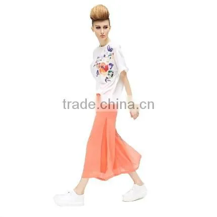 New Fashion Fit Lady Chiffon Pants Cropped Trousers With Good Quality 2016 photo-3