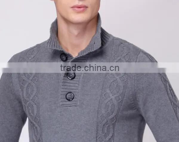 100% Cashmere Pullover Mandarin Collar Sweater Handmade Sweater Design for Man photo-4