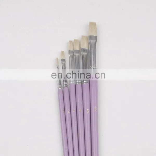 Short Wooden Handle Natural Artist Bristle Brushes photo-2