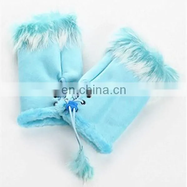 2016 Fashionable Half Finger Sheepskin Fur Fingerless Gloves for Ladies
