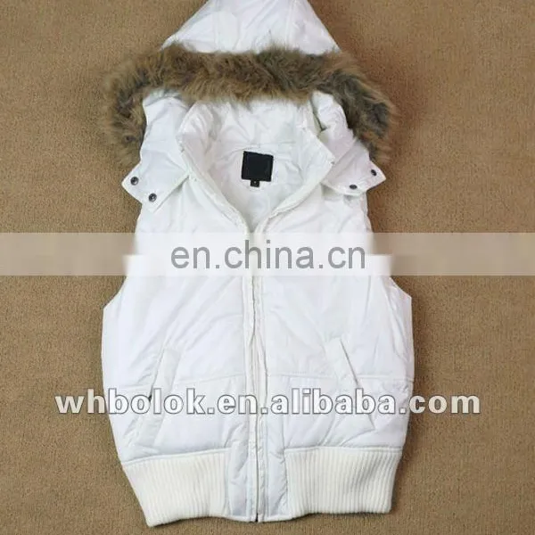 Womens Quilted White Waistcoat With Hood Padding Vest