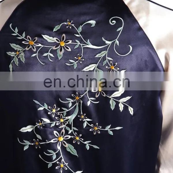 Hot Selling Woman Embroidered Satin Baseball Jacket Wholesale photo-5