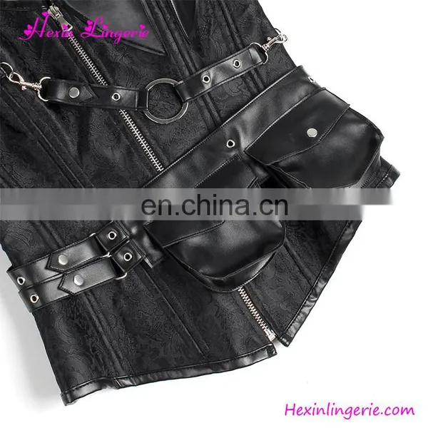 Plus Size Jacquard Lace Up 24 Steel Boned Gothic Body Shaper Corset photo-4