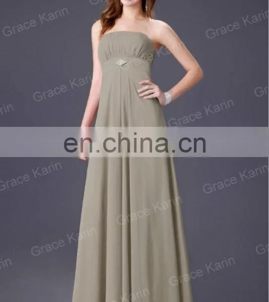 Grace Karin Sexy Strapless Backless Chiffon Long Bridesmaid Dresses CL3133-1 photo-6